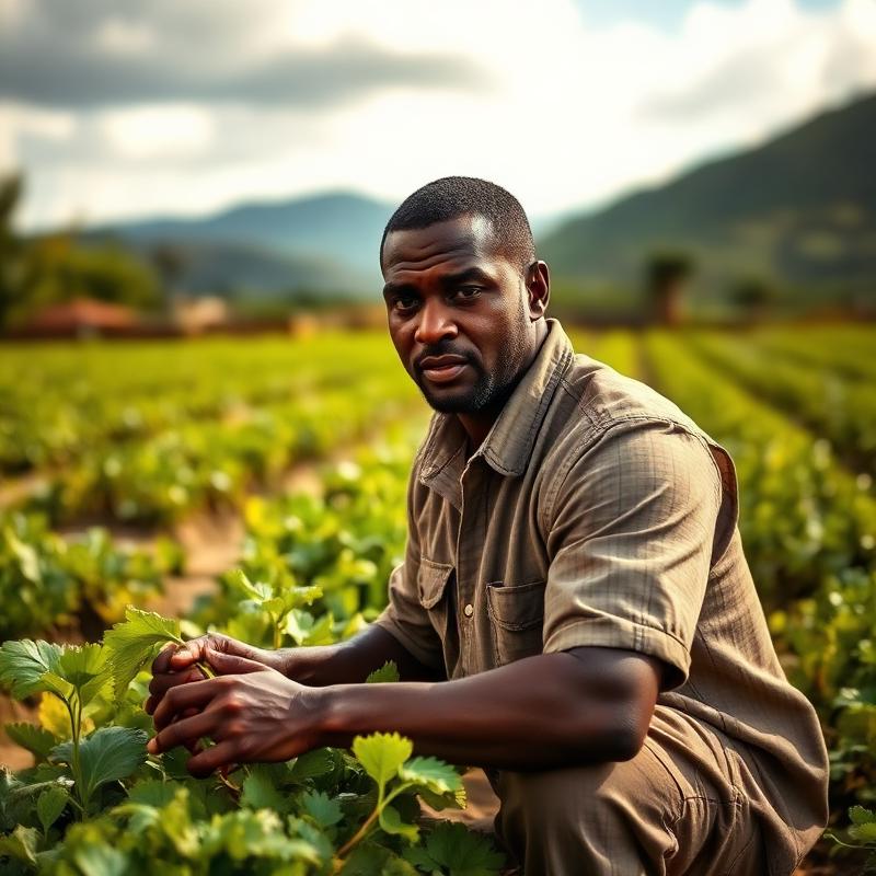 A young man tending crops in a vocational agricultural programme